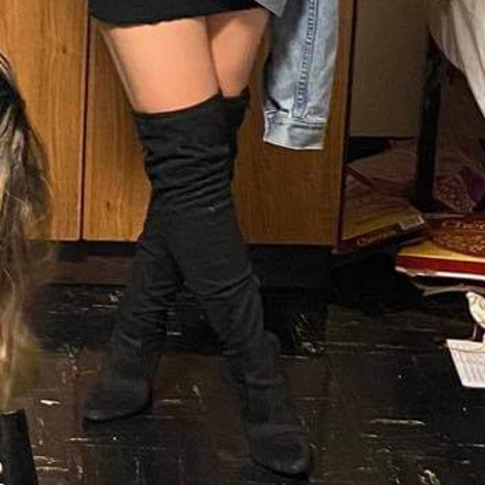 Black Suede Thigh High Boots